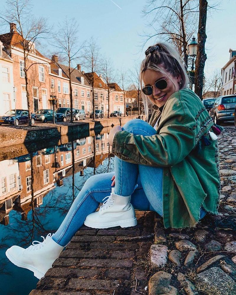 Dr Martens 1460 Mono Smooth Lær Snørestøvletter Dame Hvite | Norge 602OKI